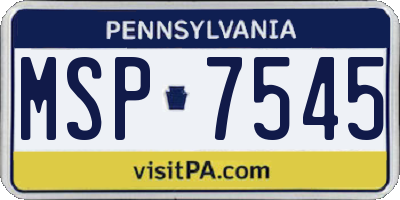 PA license plate MSP7545