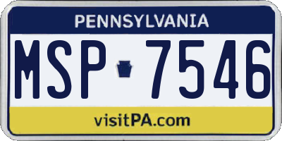 PA license plate MSP7546