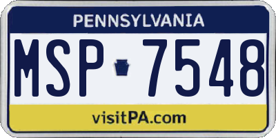 PA license plate MSP7548