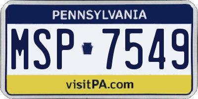PA license plate MSP7549