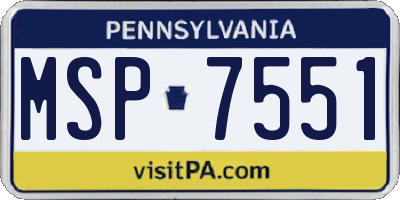 PA license plate MSP7551