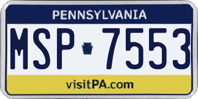 PA license plate MSP7553