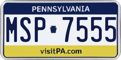 PA license plate MSP7555