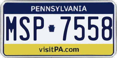 PA license plate MSP7558
