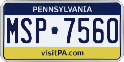 PA license plate MSP7560