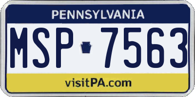 PA license plate MSP7563