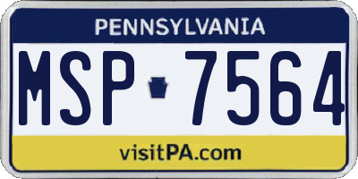 PA license plate MSP7564