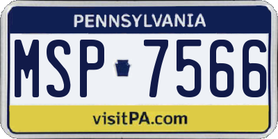 PA license plate MSP7566