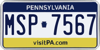 PA license plate MSP7567