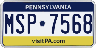PA license plate MSP7568