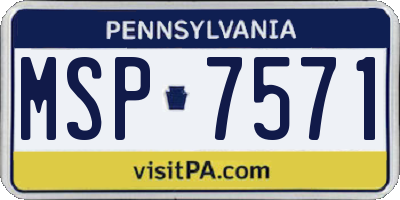 PA license plate MSP7571