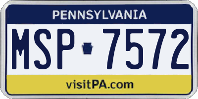 PA license plate MSP7572
