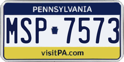 PA license plate MSP7573