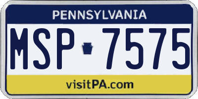 PA license plate MSP7575
