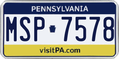 PA license plate MSP7578