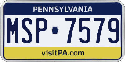 PA license plate MSP7579