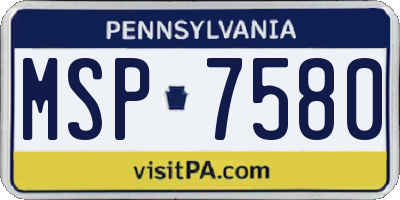 PA license plate MSP7580