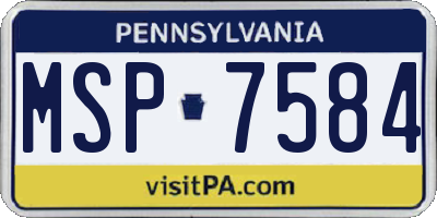 PA license plate MSP7584