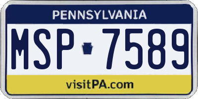 PA license plate MSP7589