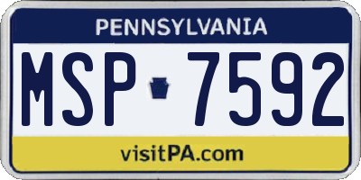 PA license plate MSP7592