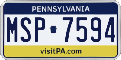 PA license plate MSP7594