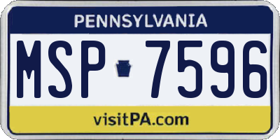 PA license plate MSP7596