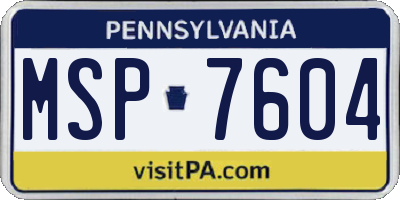 PA license plate MSP7604