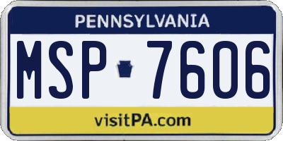 PA license plate MSP7606