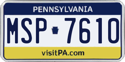 PA license plate MSP7610