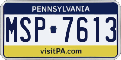 PA license plate MSP7613