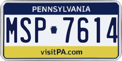 PA license plate MSP7614