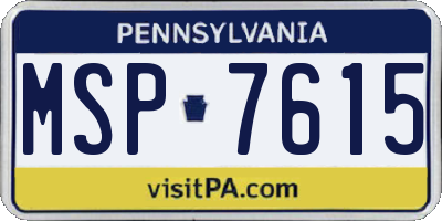 PA license plate MSP7615