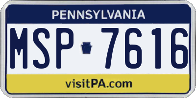 PA license plate MSP7616