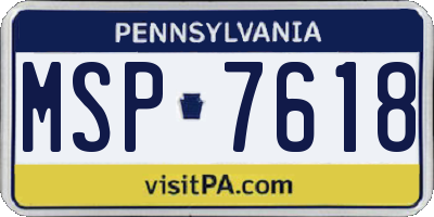 PA license plate MSP7618