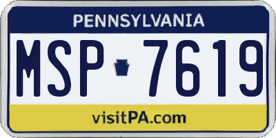PA license plate MSP7619