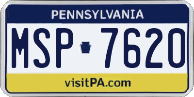 PA license plate MSP7620