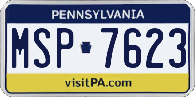PA license plate MSP7623
