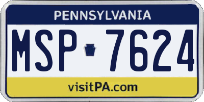 PA license plate MSP7624