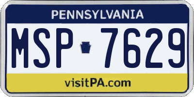 PA license plate MSP7629