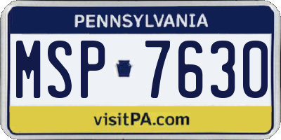 PA license plate MSP7630