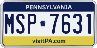 PA license plate MSP7631