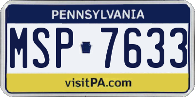 PA license plate MSP7633