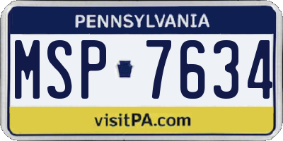 PA license plate MSP7634