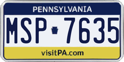 PA license plate MSP7635