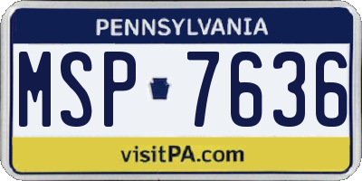 PA license plate MSP7636