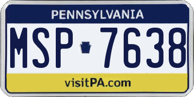PA license plate MSP7638