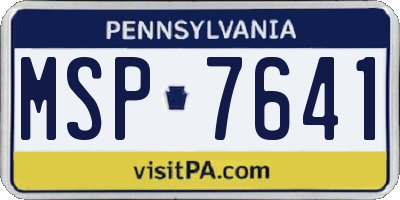 PA license plate MSP7641