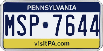 PA license plate MSP7644