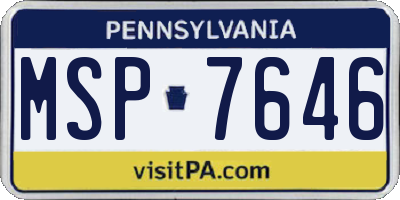 PA license plate MSP7646