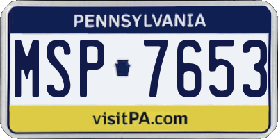 PA license plate MSP7653